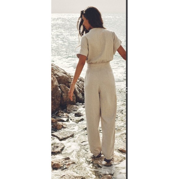Zara long straight fit linen blend jumpsuit - Picture 3 of 9